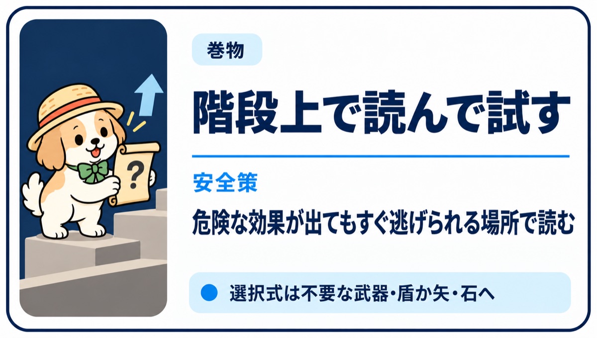 危険な巻物に備えて階段上で読み識別する方法