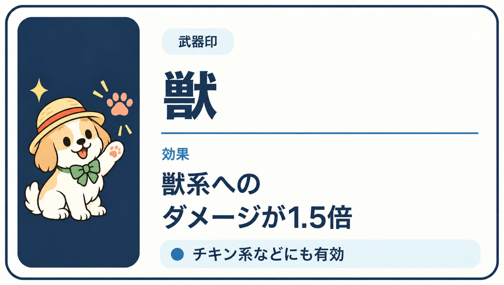 ケモノ属性の敵に与えるダメージが増える「獣」印の効果カード