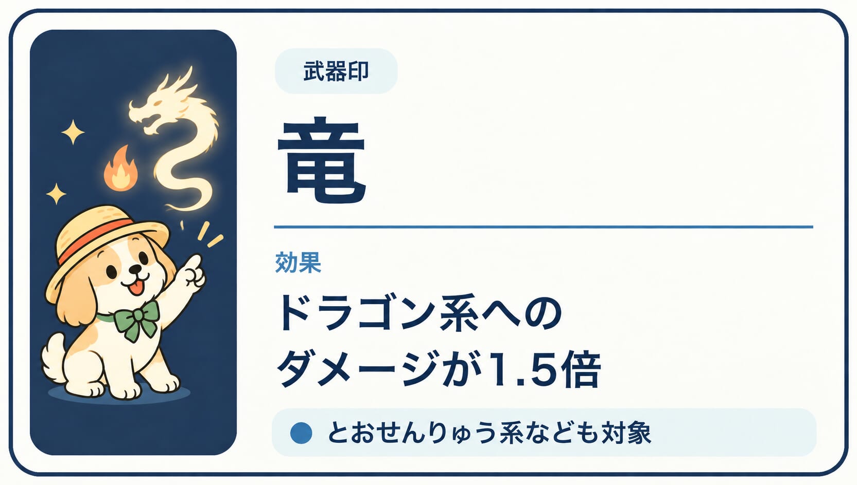 ドラゴン属性の敵に与えるダメージが増える「竜」印の効果カード
